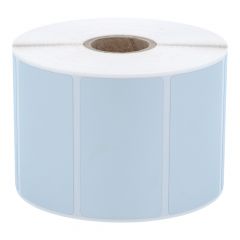 Απεικονίζεται ένα ρολό αυτοκόλλητων ετικετών με πολυεστερικές ετικέτες Ασημί.